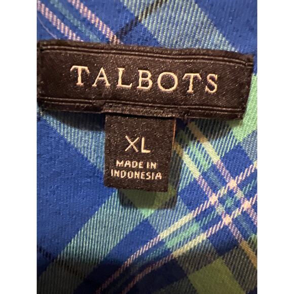 Talbots Womens Shirt Size XL Blue Plaid 100% Cotton Cabincore Comfortable Basic - Picture 3 of 7